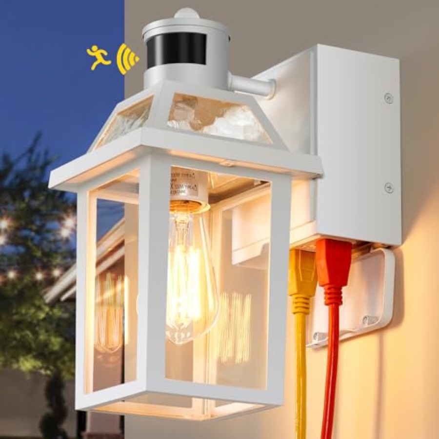 Outdoor Lighting No Outlet - Verandalampen met GFCI-aansluiting, bewegingssensor van zonsondergang