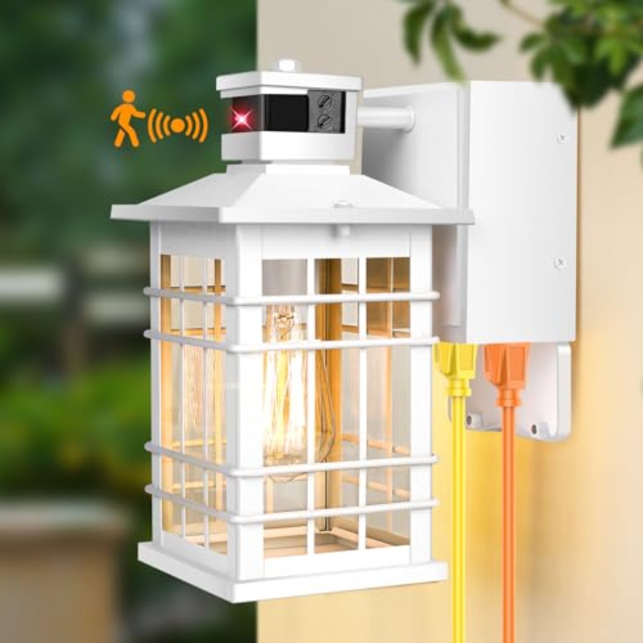 Outdoor Lighting No Outlet - Verandalamp met GFCI-aansluitingen Ingebouwde bewegingssensor Schemer