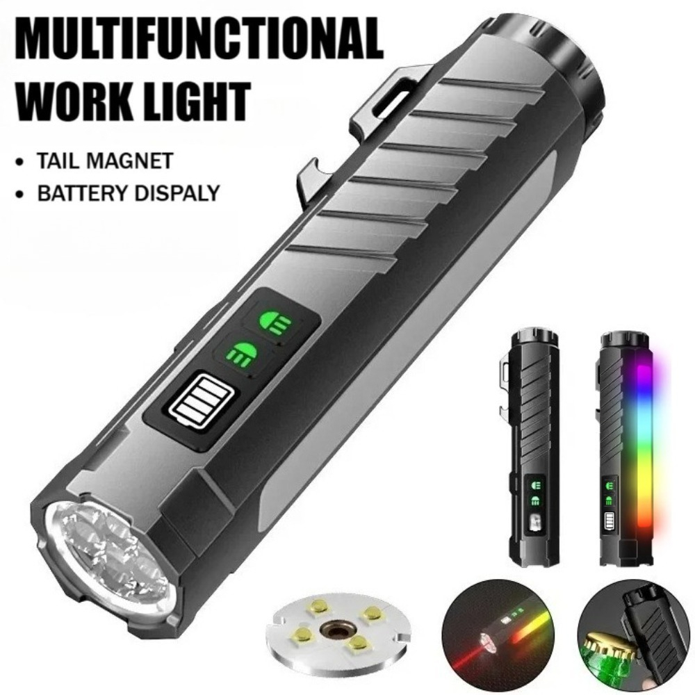 Outdoor Lighting Rechargeable - Multifunctionele sterke LED-zaklamp, oplaadbaar, kleurrijk neonlicht