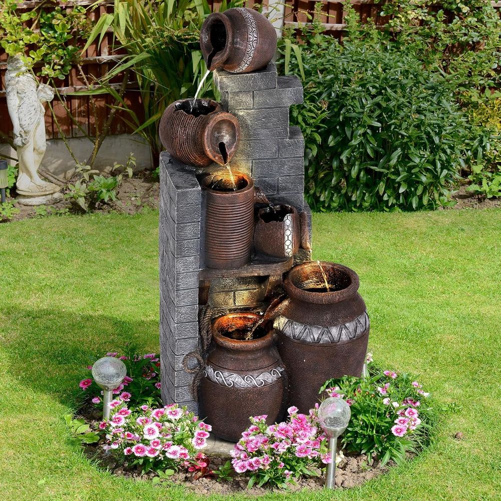 Outdoor Lighting For Backyard - 6-laags binnen- en buitenfontein van hars