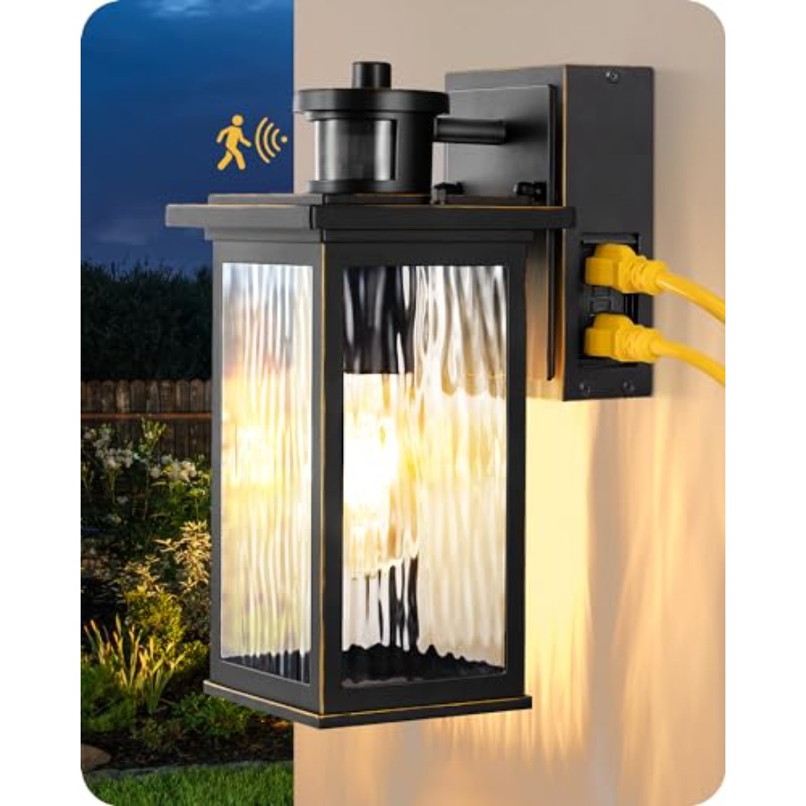 Outdoor Lighting No Outlet - Buitenwandlamp met GFCI-aansluiting, bewegingssensor buitenverlichtingsarmatuur met