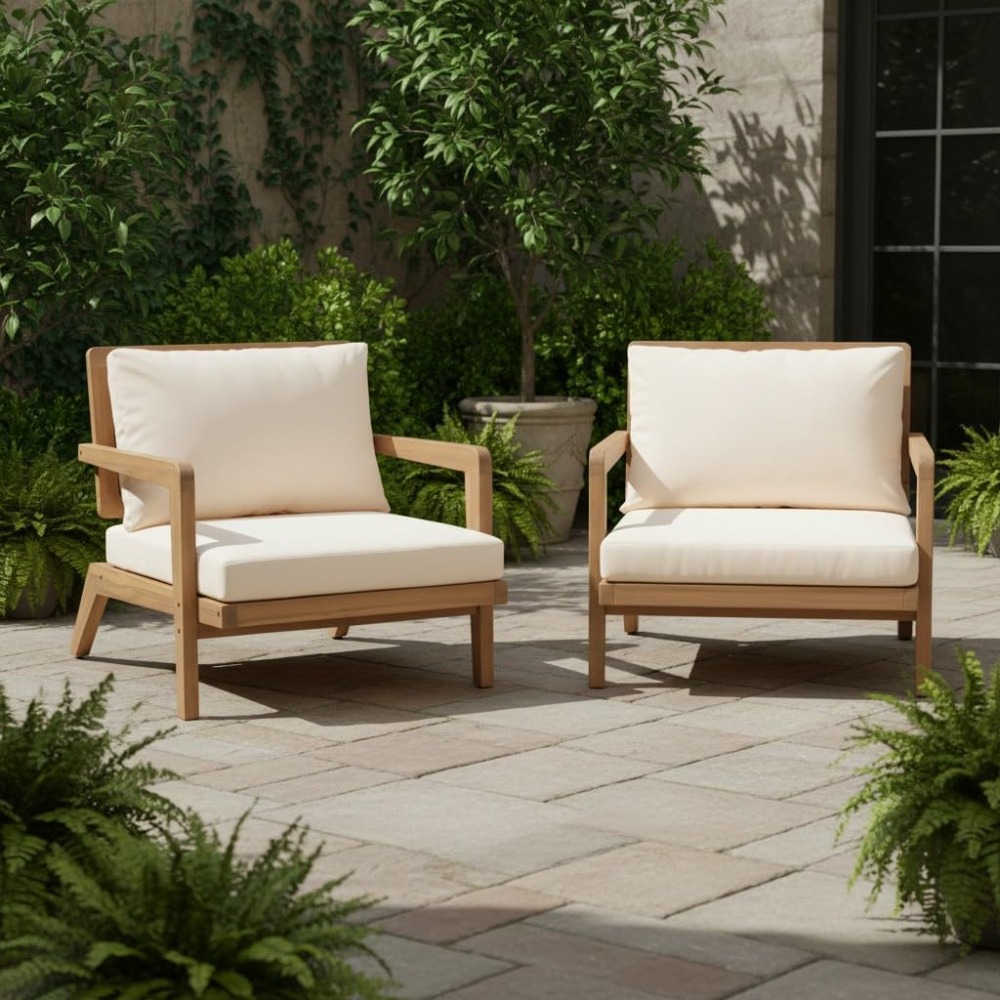 Outdoor Lighting Mid Century Modern - Set van 2 moderne loungestoelen uit