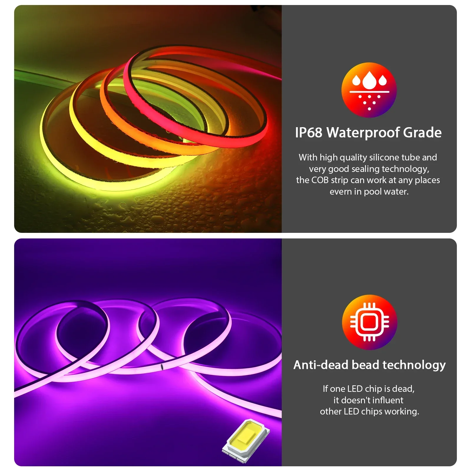 12V 24V IP68 RGBIC COB LED Str - Outdoor Lighting Led Strip recensie en prijs