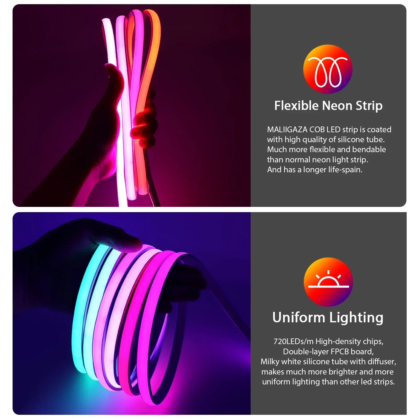 12V 24V IP68 RGBIC COB LED Str - Outdoor Lighting Led Strip recensie en prijs