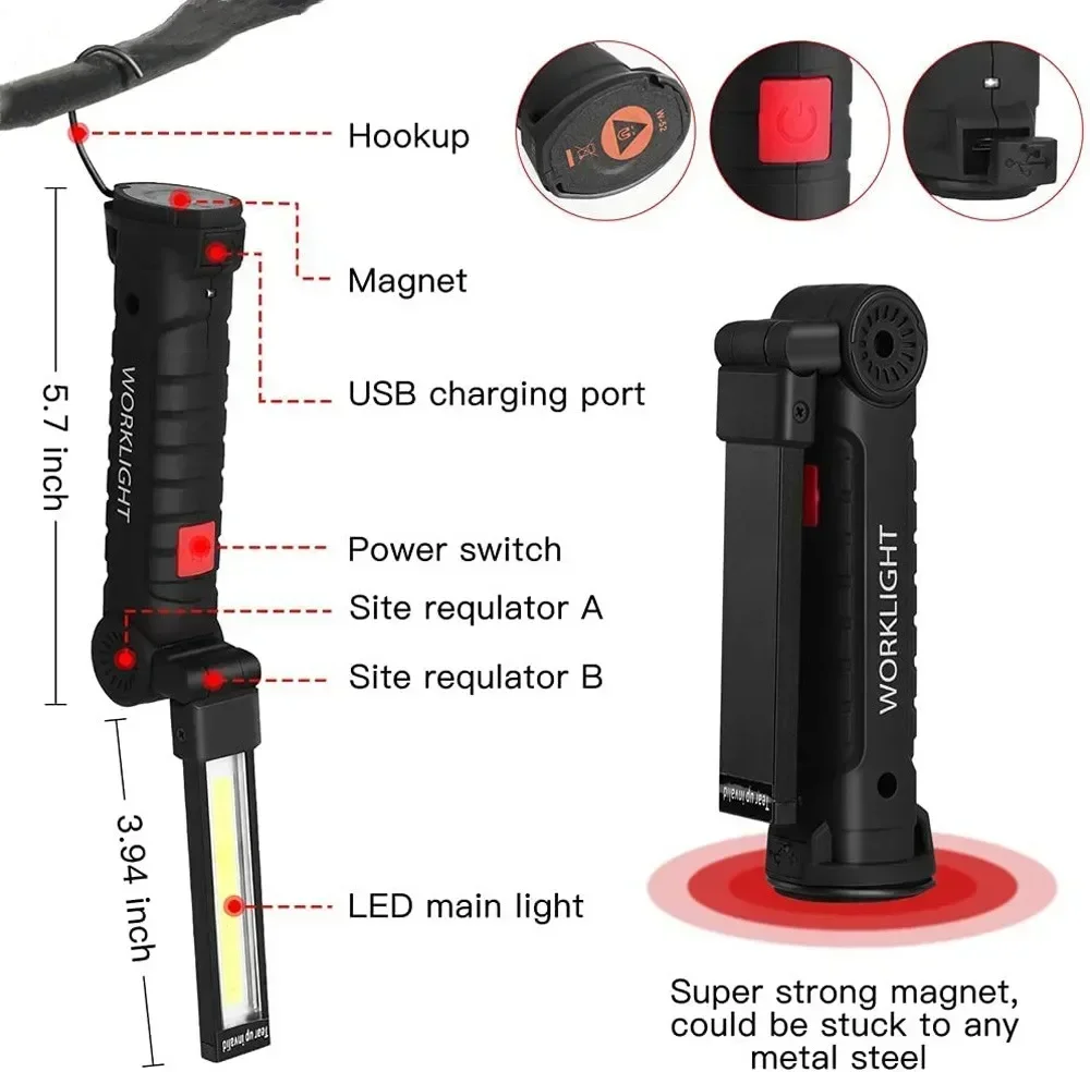 LED COB-zaklamp USB oplaadbare - Zinc Outdoor Lighting recensie en prijs